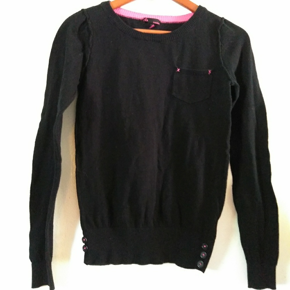 Black And Pink Thin Knit Sweater